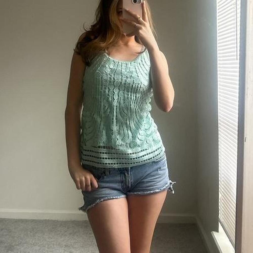 Y2K Express euro summer teal tank top